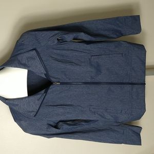 Lucy Full Zip Denim Look Blue Jacket - Medium